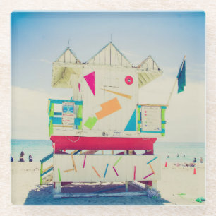 Lifeguard Tower   Zuid-Beach, Miami Glazen Onderzetter