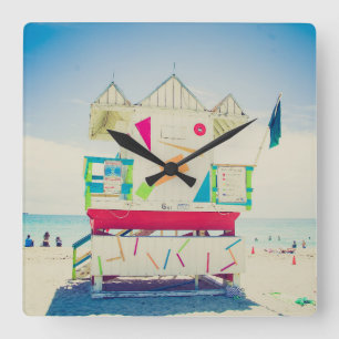 Lifeguard Tower Zuid-Beach, Miami Vierkante Klok