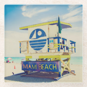 Lifeguard Tower Zuidstrand, Miami, Fl Glazen Onderzetter