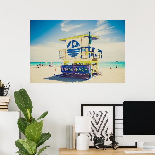 Lifeguard Tower | Zuidstrand, Miami, Fl Poster (Thuiskantoor)