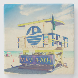 Lifeguard Tower Zuidstrand, Miami, Fl Stenen Onderzetter