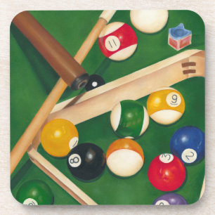 Lifelike Billiards Table met Balls en Chalk Bier Onderzetter