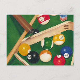 Lifelike Billiards Table met Balls en Chalk Briefkaart