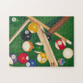 Lifelike Billiards Table met Balls en Chalk Legpuzzel (Horizontaal)