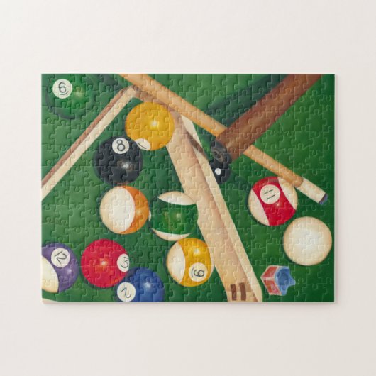 Lifelike Billiards Table met Balls en Chalk Legpuzzel (Horizontaal)