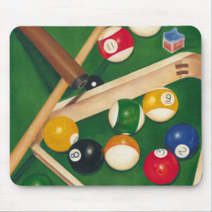 Lifelike Billiards Table met Balls en Chalk Muismat