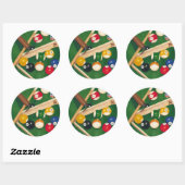 Lifelike Billiards Table met Balls en Chalk Ronde Sticker (Vel)