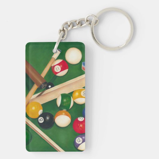 Lifelike Billiards Table met Balls en Chalk Sleutelhanger (achterkant)