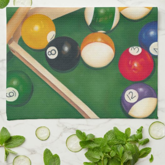 Lifelike Billiards Table met Balls en Chalk Theedoek (Gevouwen)