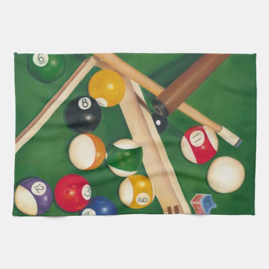 Lifelike Billiards Table met Balls en Chalk Theedoek (Horizontaal)