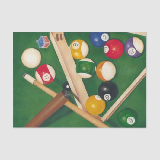 Lifelike Billiards Table met Balls en Chalk Tissuepapier (Voorkant)