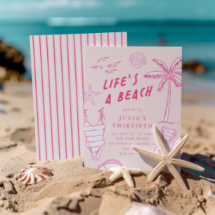 Life's a Beach Girls Roze 30e zomerverjaardag Kaart