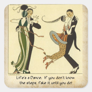 Lifes a Dance:  Illustratie Art Deco Vierkante Sticker