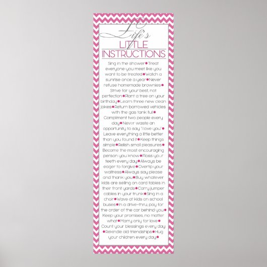 Lifes Little Instructions (roze) Poster (Voorkant)