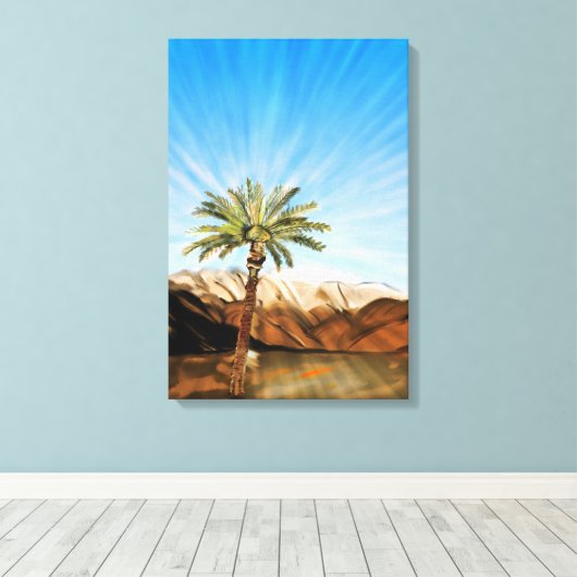 Life's Sustaining Palm Tree - Vinyl Fotobehang Canvas Afdruk (Insitu (Houten vloer))