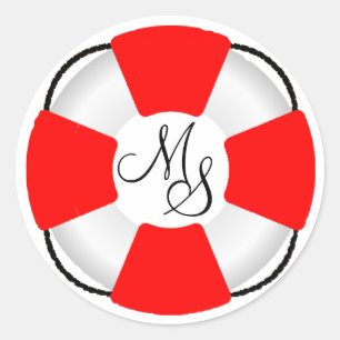 Lifesaver Bewaarder Nautisch Monongram Ronde Sticker
