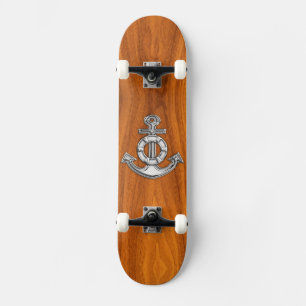 Lifesaver Chrome Anchor op Teak Veneer Styles Skateboard