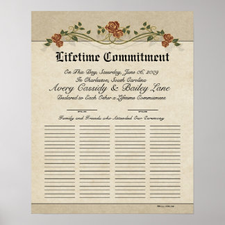Lifetime Commitment Guestbook Weduwcertificaat Poster