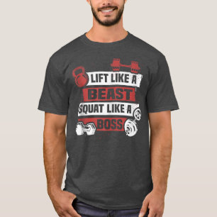 Lift als een beestvierkant als een buswerkoutgewic t-shirt