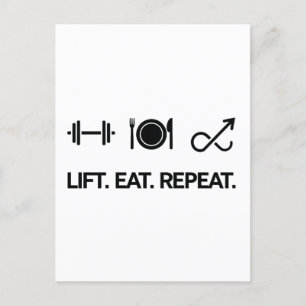 Lift. Eet. Herhaal. - Motivatie fitnessontwerp Briefkaart