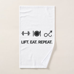 Lift. Eet. Herhaal. - Motivatie fitnessontwerp Handdoek