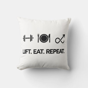 Lift. Eet. Herhaal. - Motivatie fitnessontwerp Kussen