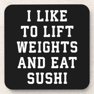 Lift gewichten en eet sushi - Funny Carbs Novelty Onderzetter