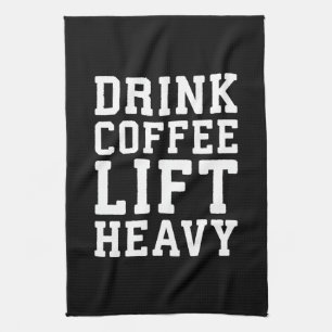 Lift Heavy, Drink Koffie - Funny Gym Motivatie Theedoek
