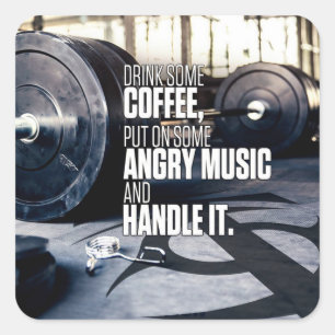Lift Heavy Inspiration - Koffie en Angry Music Vierkante Sticker