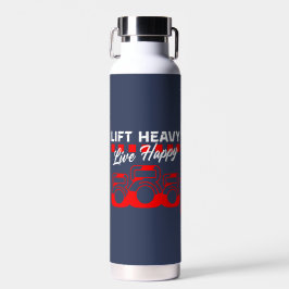 Lift Heavy Live Happy – Gym, Motivatie, Fitness Waterfles