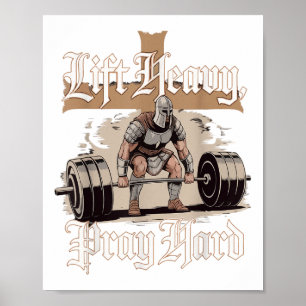Lift Heavy Pray Hard Christelijke Warrior Gym Work Poster