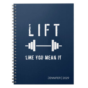 Lift net als jij het Blue White Fitness Notitieboe Notitieboek