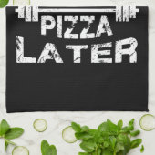 Lift Now, Pizza later - Grappig Gym-werkresultaat Theedoek (Gevouwen)