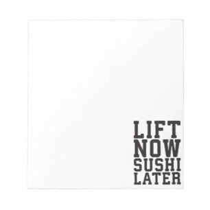Lift nu, Sushi Later - Carbs - Funny Novelty Gym Notitieblok