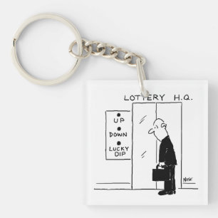 Lift of lift in een Cartoon voor aardehoofdkwartie Sleutelhanger
