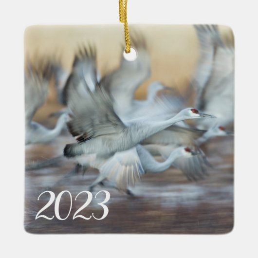 Lift off Sandhill Cranes Keramisch Ornament (Voorkant)