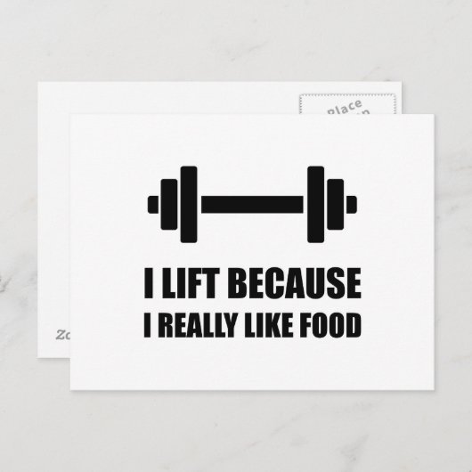 Lift omdat als voedsel een grappige prijsopgave briefkaart (Voorkant / Achterkant)