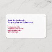 Lift Service Onderhoud Visitekaartje (Achterkant)