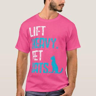 Lift zware huisdier katten fitness routine met hui t-shirt