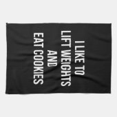 Liftgewicht en Eat Cookies - Funny Workout Theedoek (Horizontaal)