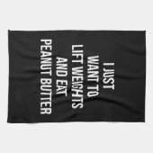 Liftgewicht en eet pindaknop - Funny Workout Theedoek (Horizontaal)