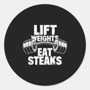 Liftgewichten Eet steaks Grappige Gym Fitness Moti Ronde Sticker