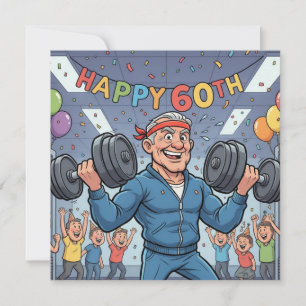 Lifting Dumbbell 60th funny birthday cards Kaart