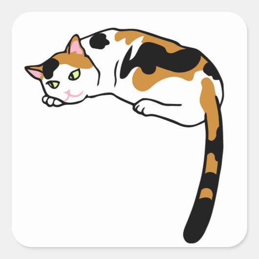 Liggende kat vierkante sticker (Voorkant)