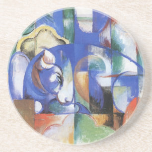Liggende Stier van Franz Marc, Vintage Cubisme Kun Zandsteen Onderzetter