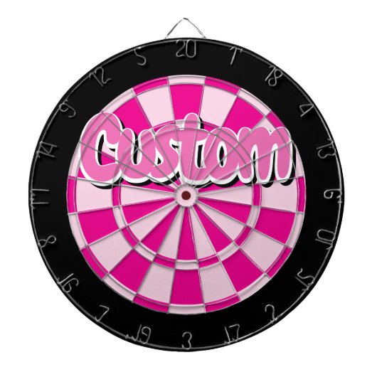 Light and Dark Pink, Black, White Edge Text Custom Dartbord (Voorkant)