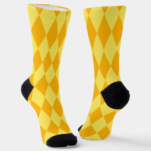 Light and Dark Yellow Harlequin Diamonds Checkers Sokken