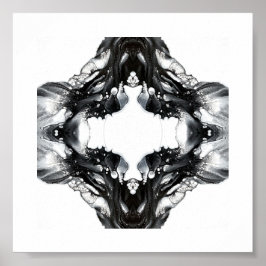 Light and Darkness Abstract Black White Fluid Art Poster