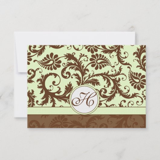 Light Apple Green Brown Response-Kaart RSVP Kaartje (Voorkant)