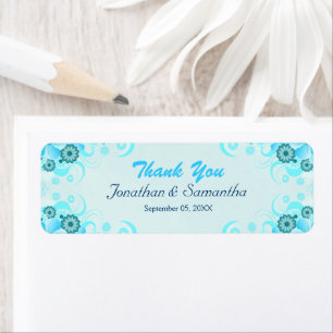 Light Aqua Blue Blauwgroen Floral Small Wedding Fa Etiket